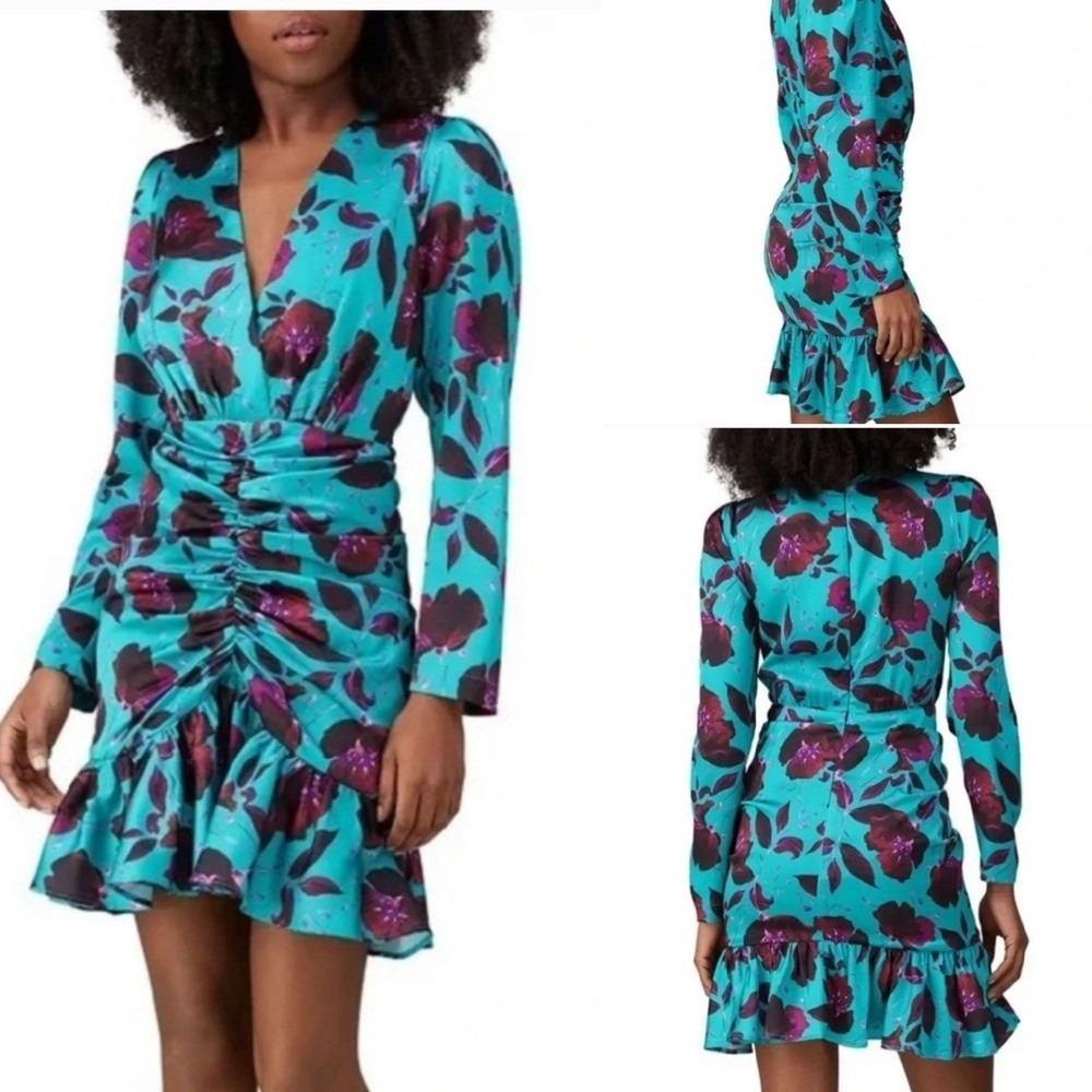Delfi Collective Floral‎ Ruched Ruffle Mini Dress – XS